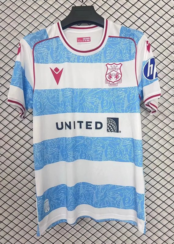 AAA Quality Wrexham 25/26 Third White/Blue Soccer Jersey